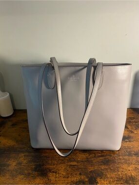 kate spade gray leather shoulder tote